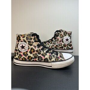 CONVERSE Chuck Taylor Leopard Print Brown/Pink High Top Sneakers Kids Sz 3 #1218